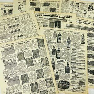 Sears Catalog 1902 Original Pages Loose Vintage Print Ad Lot 10 mq Crafting Coll